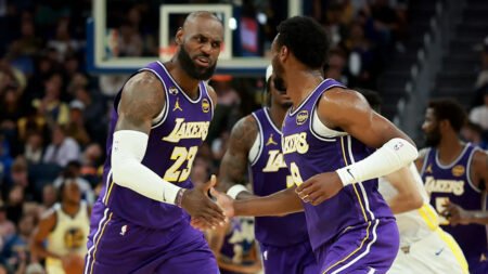 Bronny James sets up father LeBron in Lakers win