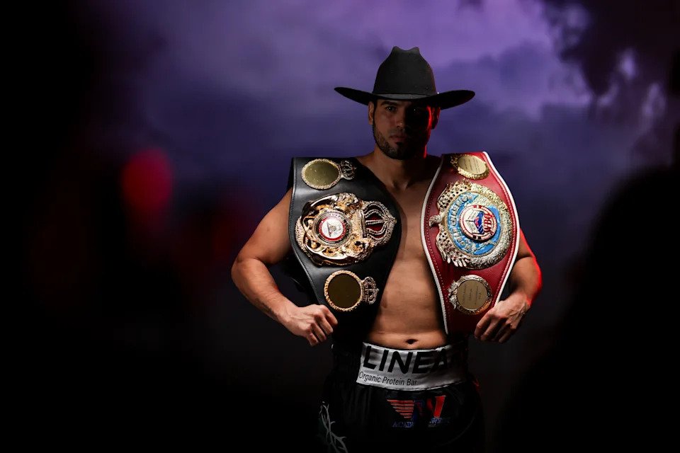 LAS VEGAS, NEVADA - APRIL 29: Gilberto 'Zurdo' Ramirez poses for a photo during a media workout at T-Mobile Arena on April 29, 2026 in Las Vegas, Nevada. (Photo by Cris Esqueda/Golden Boy/Getty Images)