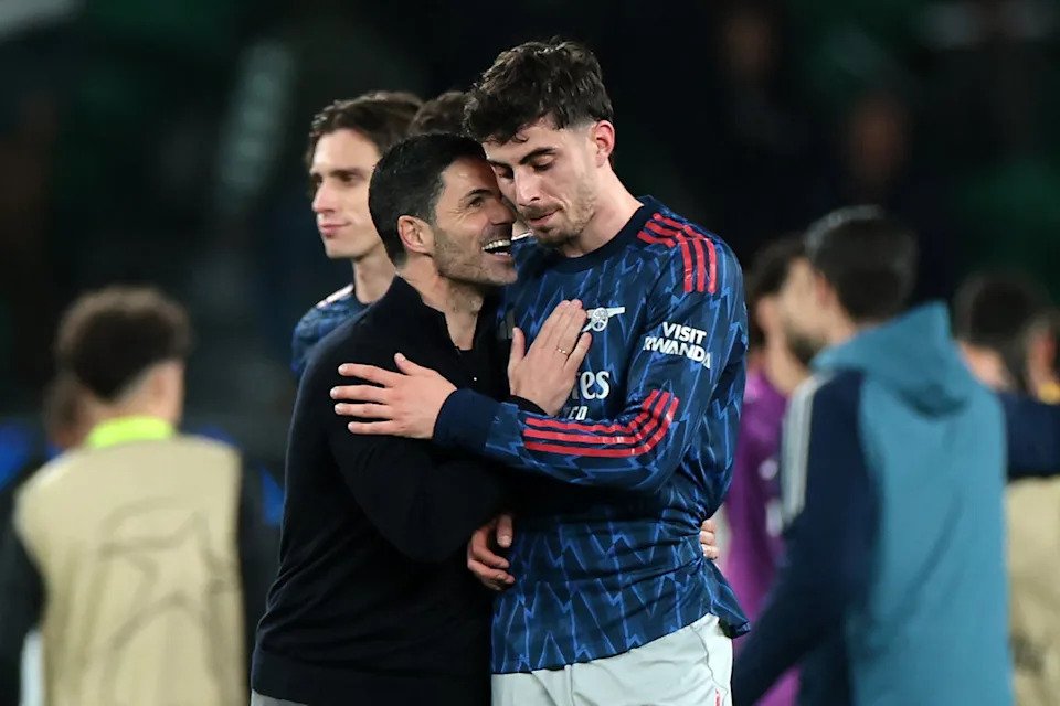Arsenal and Arteta were grateful for Havertz’s late winner in Lisbon to lift the mood ahead of the return of the Premier League (AFP/Getty)