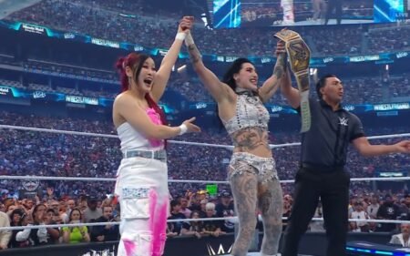 Iyo Sky has a bit of a malfunction during her WrestleMania 42 entrance