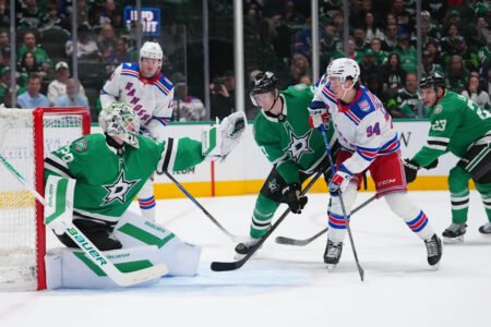 Robertson scores twice, Oettinger earns shutout as Stars beat Rangers 2-0 and clinch 2nd in Central