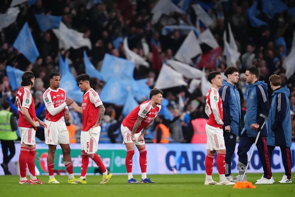 Defeat in the Carabao Cup final ended Arsenal’s quadruple hopes (PA)