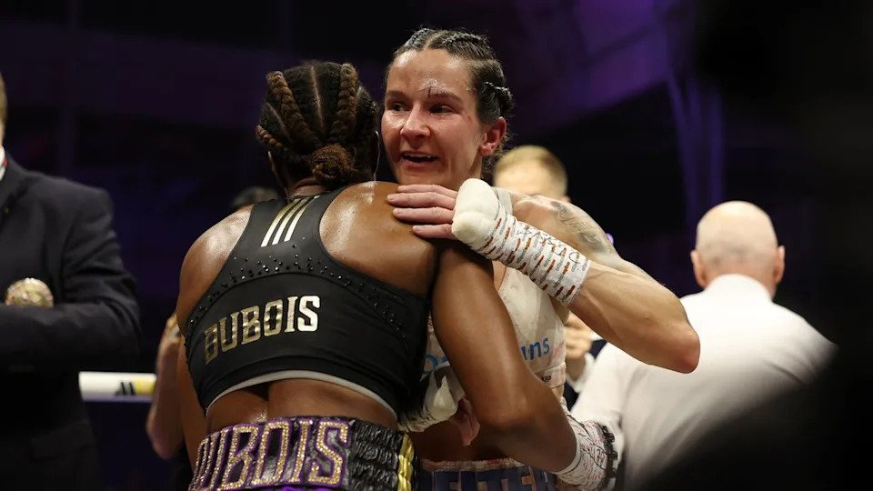 Harper and Dubois put their grudge aside after the final bell (Mark Robinson Most Valuable Promotions)