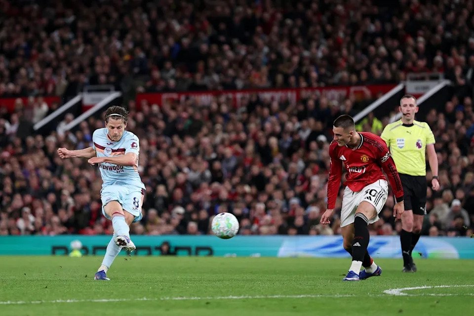 Mathias Jensen scored a late consolation (Getty)