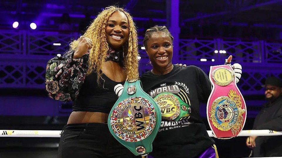 Claressa Shields holds the WBC lightweight title and Caroline Dubois holds the WBO lightweight belt