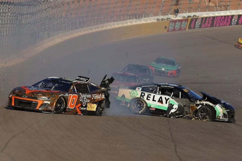 Ty Dillon and William Byron crash