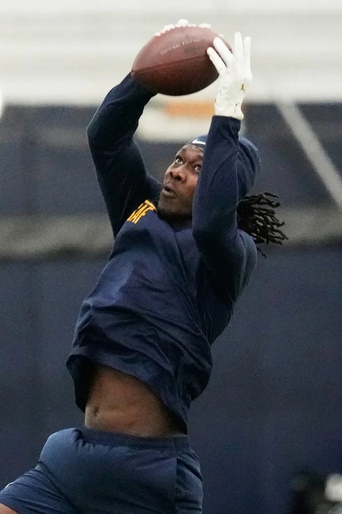 Emmanuel McNeil-Warren catches a pass during the school’s NFL football pro day. AP