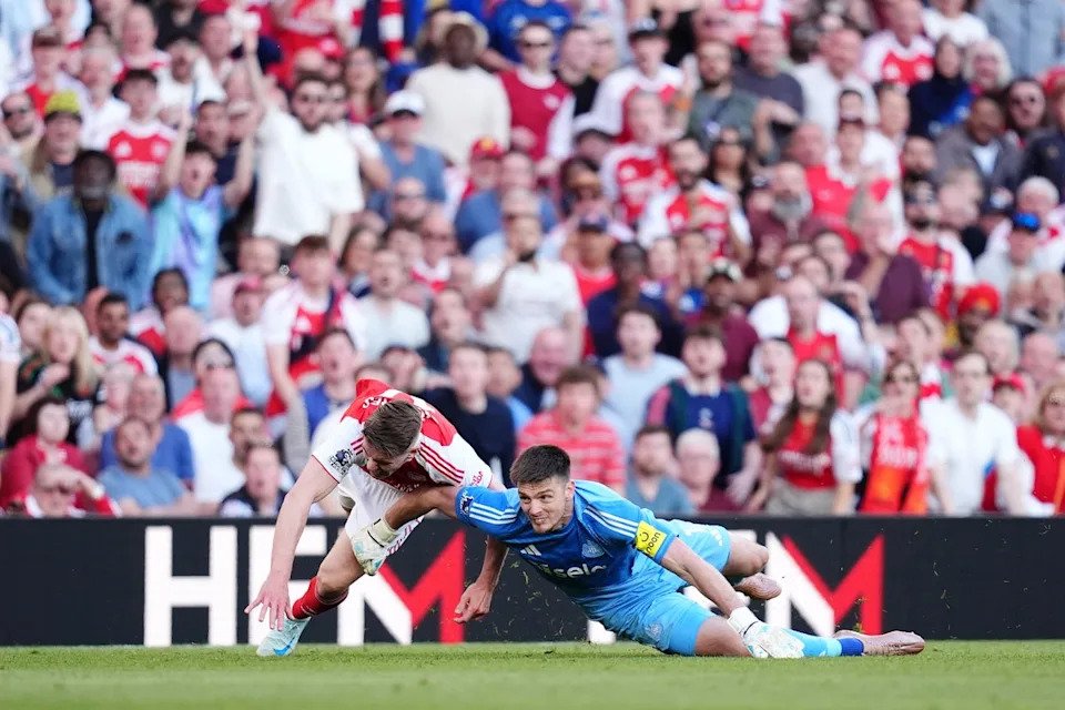 Nick Pope was perhaps fortunate not to be sent off for taking out Viktor Gyokeres (PA)