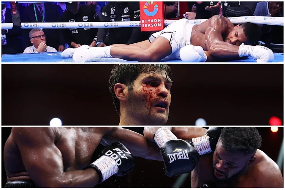 Top to bottom: how Dubois left Anthony Joshua and Filip Hrgovic, and how he stopped Jarrell Miller (Getty)