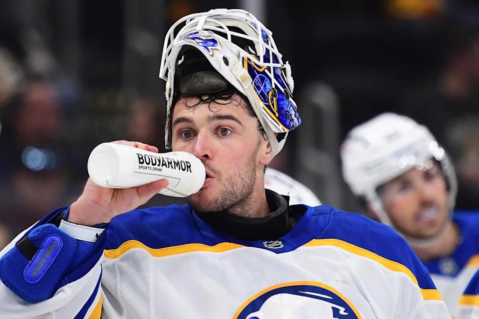 Alex Lyon has posted a .955 save percentage and 1.14 goals-against average in the playoffs so far. (Bob DeChiara-Imagn Images)