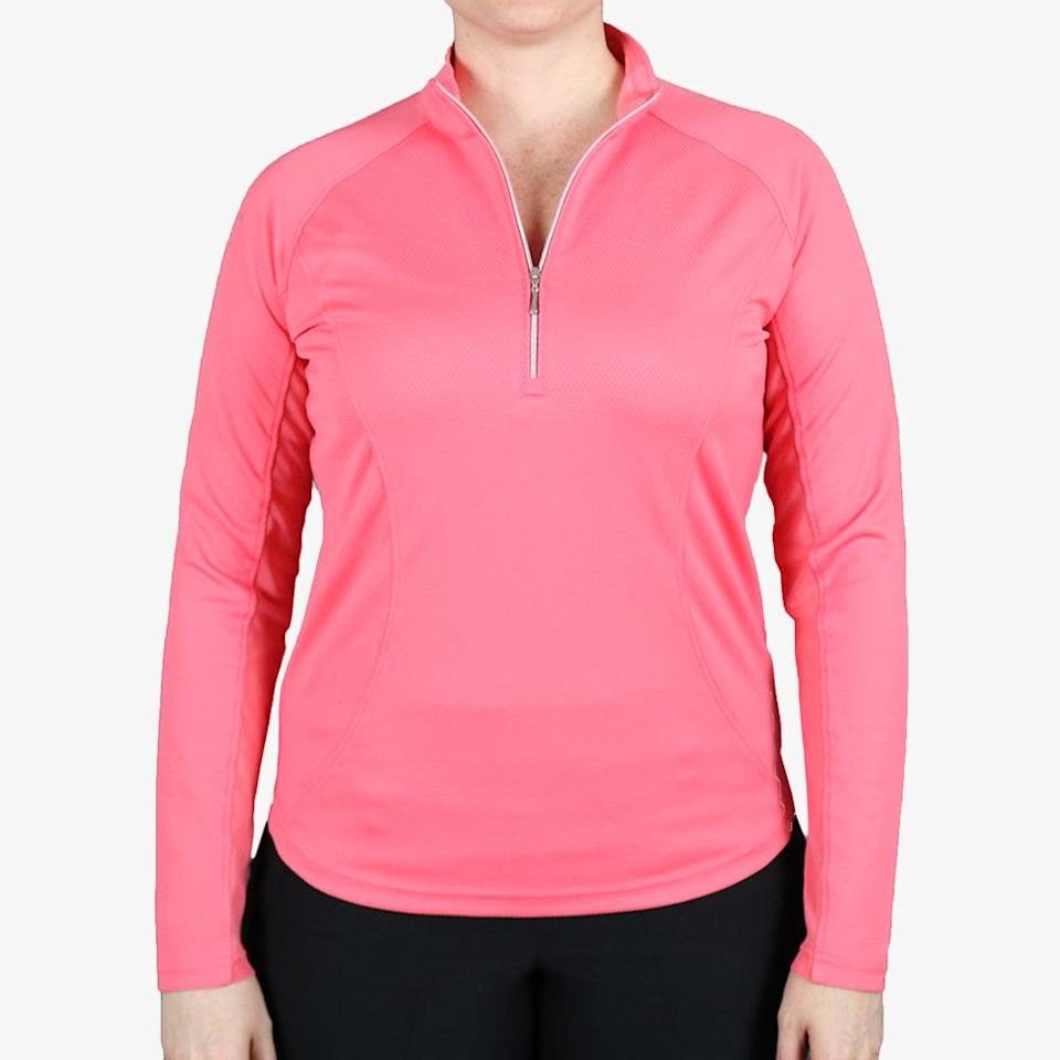 Pebble Beach Women's UPF 50 1/4 Zip Pullover, Coral Golf