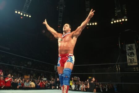 Kurt Angle reacts to WWE star winning title wearing his gear