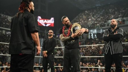 Jey Uso makes a bold statement on behalf of The Bloodline after the faction adds another member
